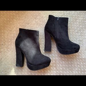 Black platform booties